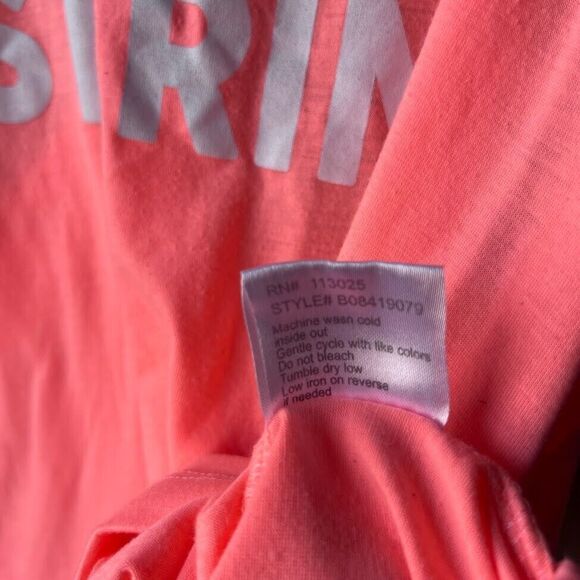 Electric Pink Breaded Racerback Tank Top Sz L Coral Pink Summer Loose Fit - Picture 7 of 8